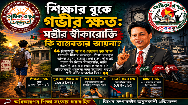 শিক্ষার বুকে গভীর ক্ষত: মন্ত্রীর স্বীকারোক্তি কি বাস্তবতার আয়না?